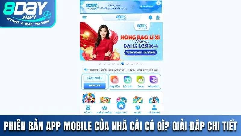 Phiên bản App Mobile của nhà cái 8DAY có gì
